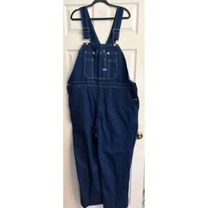 New Big Smith Mens Rigid Dark Blue Denim Bib Overalls  46x32 Chore